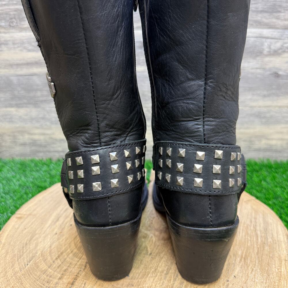 Harley Davidson Women - Size 6 - Black Harness Zipper Boots Style 85161 - Picture 6 of 11